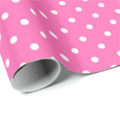 Hot-roze en White Polka Dot Pattern Cadeaupapier (Rol Hoek)