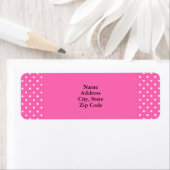 Hot-roze en White Polka Dot Pattern Etiket (Insitu)