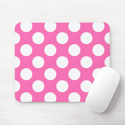 Hot-roze en White Polka Dot Pattern Muismat (Met muis)