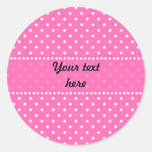Hot-roze en White Polka Dot Pattern Ronde Sticker