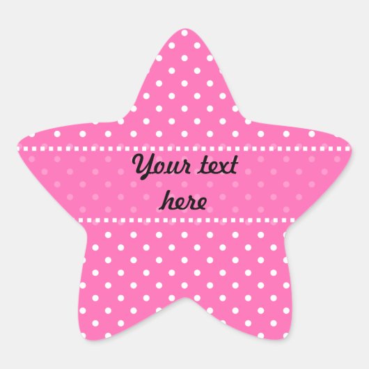 Hot-roze en White Polka Dot Pattern Ster Sticker (Voorkant)
