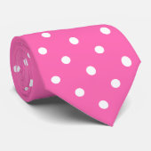 Hot-roze en White Polka Dot Pattern Stropdas (Opgerold)