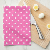 Hot-roze en White Polka Dot Pattern Theedoek (Quarter Fold)