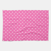 Hot-roze en White Polka Dot Pattern Theedoek (Horizontaal)