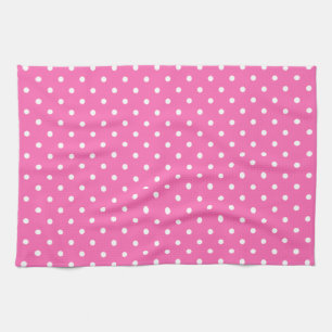Hot-roze en White Polka Dot Pattern Theedoek