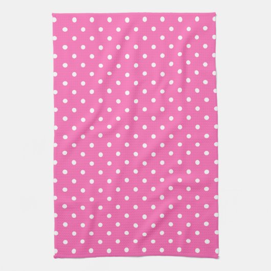 Hot-roze en White Polka Dot Pattern Theedoek (Verticaal)