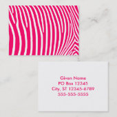 Hot-roze en White-Zebra afdrukken Visitekaartje (Voorkant / Achterkant)
