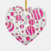 Hot-Roze en White Zebra Polka Dots Keramisch Ornament (Voorkant)