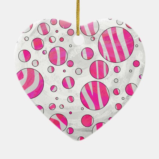 Hot-Roze en White Zebra Polka Dots Keramisch Ornament (Achterkant)