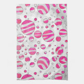 Hot-Roze en White Zebra Polka Dots Theedoek (Verticaal)