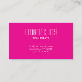 Hot Roze en Wit Eenvoudige Drie Letter Monogram Visitekaartje (Achterkant)