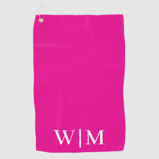 Hot Roze en Wit Gepersonaliseerde Golf Handdoek
