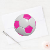 Hot-roze en wit Voetbal Ronde Sticker (Envelop)