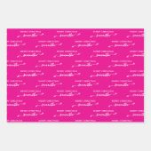 Hot Roze en Wit Vrolijk Kerstfeest Schattigee Boog Inpakpapier Vel (Voorkant 2)