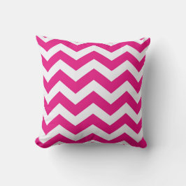 Hot-roze en witte Chevron Stripes Kussen