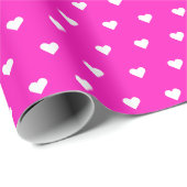 Hot-roze en witte harten | Aangepast opvulpapier Cadeaupapier (Rol Hoek)