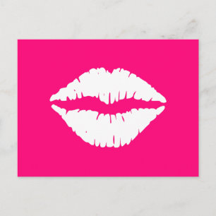 Hot-roze en witte lipstick briefkaart