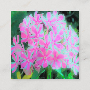 Hot Roze en Witte Pepermunt Twist Bloem Vierkante Visitekaartje