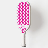 Hot Roze en Witte Polka Dot Monogram Pickleball Paddle (Links)