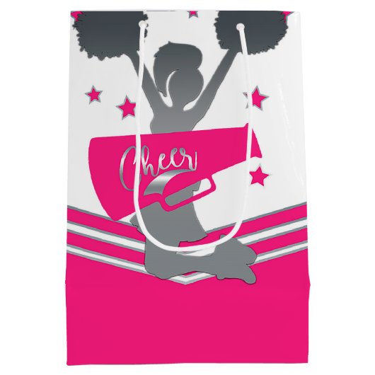 Hot-roze en witte sterren, pure-toonaangevende par medium cadeauzakje (Achterkant)