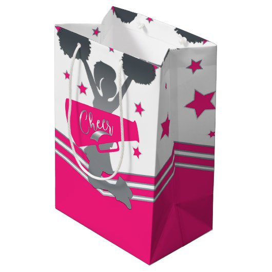 Hot-roze en witte sterren, pure-toonaangevende par medium cadeauzakje (Achterkant Gekanteld)