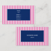 Hot-roze en witte strepen met Royal Blue Visitekaartje (Voorkant / Achterkant)