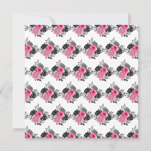 Hot Roze en Zilver Elegante Bloemen Verjaardagsfee Kaart (Achterkant)