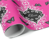 Hot-roze en zwart-wit cadeaupapier (Rol Hoek)