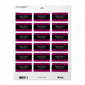 Hot roze en zwart Zebra retour adres label (Full Sheet)