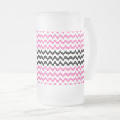 Hot-roze en zwarte Chevron van Shirley Taylor Matglas Bierpul (Voorkant rechts)