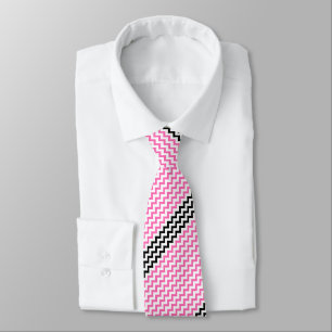 Hot-roze en zwarte Chevron van Shirley Taylor Stropdas