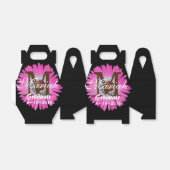 Hot Roze en Zwarte Gerbera Daisy Flower Favoriet B Bedankdoosjes (Uitgevouwen)