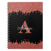 Hot-roze en zwarte monogram Glitter Drivers Notitieboek (Voorkant)
