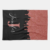 Hot-roze en zwarte monogram Glitter Drivers Theedoek (Horizontaal)