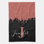 Hot-roze en zwarte monogram Glitter Drivers Theedoek (Verticaal)