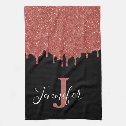 Hot-roze en zwarte monogram Glitter Drivers Theedoek (Verticaal)