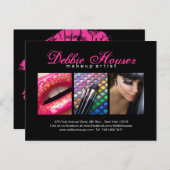 Hot-roze en zwarte monogram Makeup Comp-kaart Briefkaart (Voorkant / Achterkant)