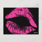 Hot-roze en zwarte monogram Makeup Comp-kaart Briefkaart (Achterkant)