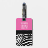 Hot-roze en zwarte zebra Afdrukmonogram giro2 Bagagelabel (Achterkant verticaal)