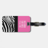 Hot-roze en zwarte zebra Afdrukmonogram giro2 Bagagelabel (Achterkant horizontaal)