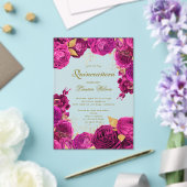 Hot Roze Exclusieve Bloemen Quinceanera Acryl Uitnodigingen (Insitu (Huwelijk))