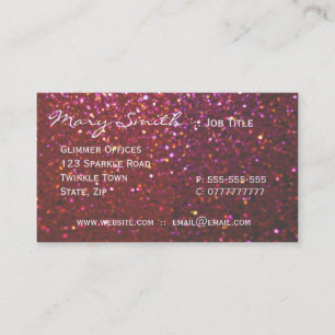 Hot-roze faux Sparkles & Glitter visitekaartjes