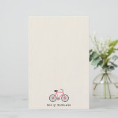 Hot-roze fiets, speciaal ontworpen artikelen briefpapier (Staand voorkant)