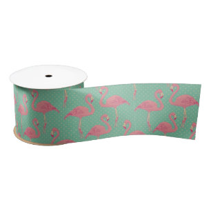 Hot-roze, flamingo, polka dot, blauwgroen, piek, h lint