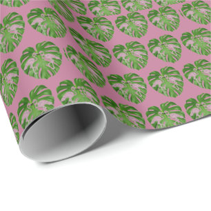 Hot roze flamingo's flamingo monstera cadeaupapier