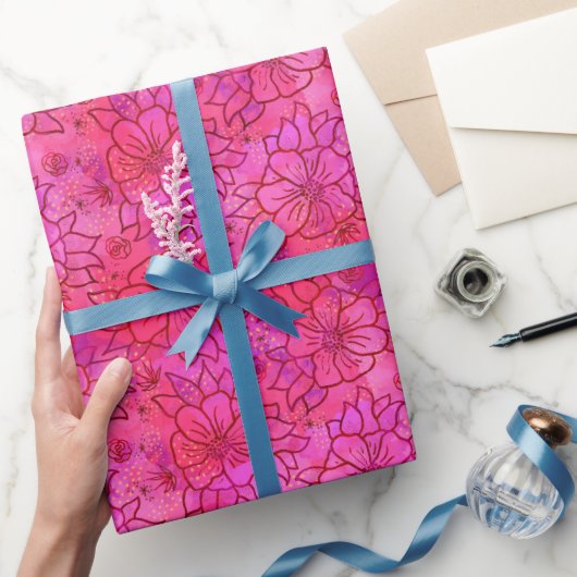 Hot-Roze Floral-wrappingpapier Cadeaupapier (Geschenken)