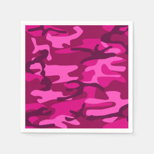 Hot roze fuchsia camo camouflage meisjespatroon servet