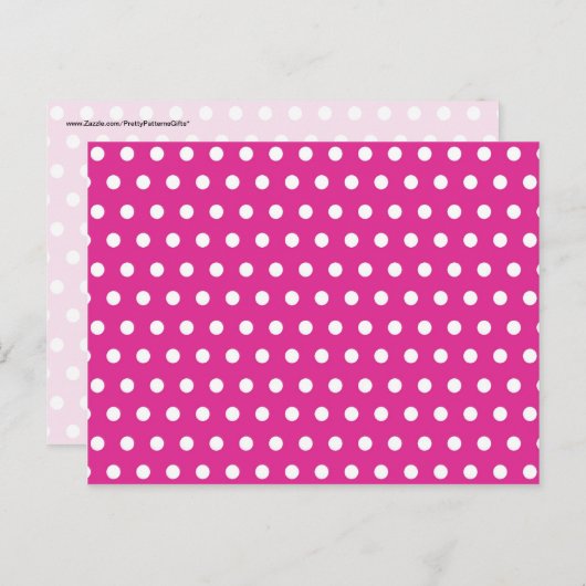 Hot-roze Fuchsia en White Polka Dots Pattern Gift Briefkaart (Voorkant / Achterkant)