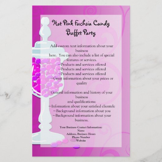 Hot-roze Fuchsia Snoep Buffet Flyer (Voorkant)