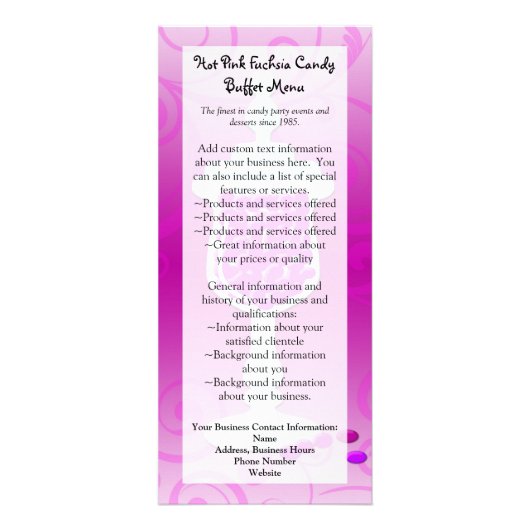 Hot-roze Fuchsia Snoep Buffet Reclamekaart (Voorkant)